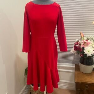 Tommy Hilfiger Vibrant Red Long Sleeve Dress